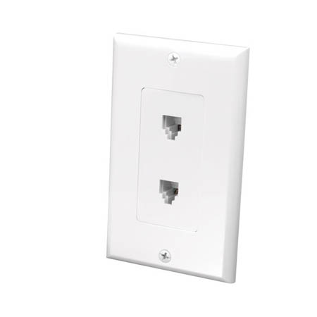 CMWP2WD Vanco Wall Plate Phone 2 Jack Flush 4C White