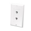 CMWP2WDX Vanco Wall Plate Phone 2 Jack Flush 4C White