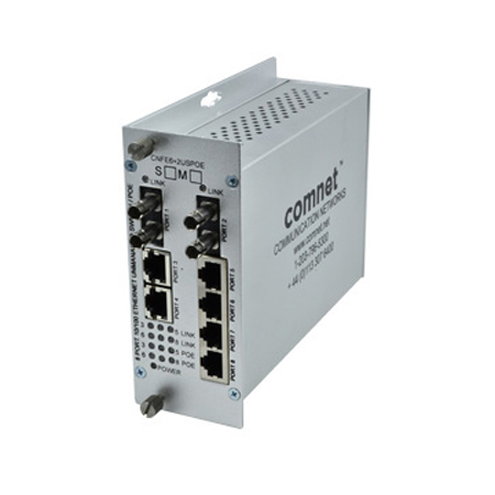 CNFE6Plus2USPOE-M Comnet 8 Port 10/100 Mbps Ethernet Self-Managed Switch 2FX Multimode 6TX