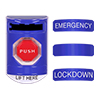 Show product details for CP-SS43-EN STI 3-in-1 Stopper Station Kit - Blue - Indoor Cover- Key-to-Reset/Turn-to-Reset/Momentary with EMERGENCY, LOCKDOWN, and BLANK Label English