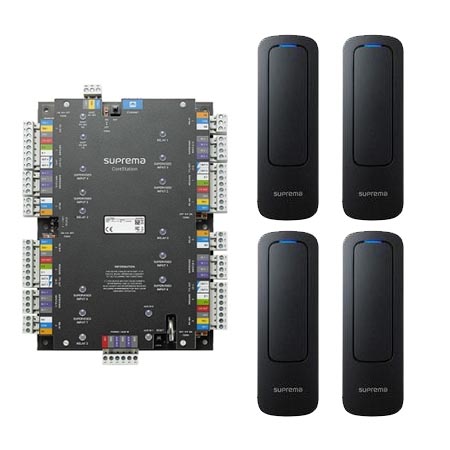 CST-4DR-D2M Suprema CoreStation CS-40 4-Door Access Control Kit with 4 x XPD2-MDB Outdoor 125kHZ & 13.56Mhz Mullion Type RF Card Readers