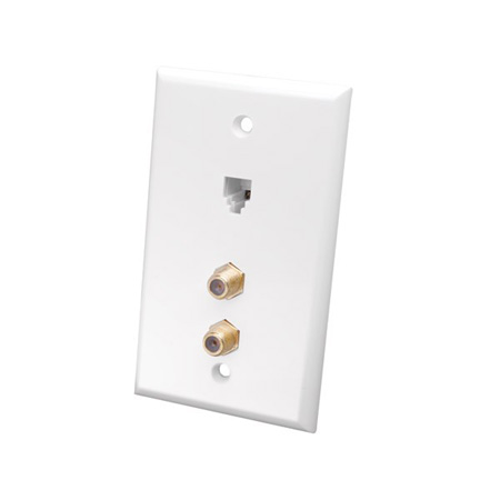 Vanco Color Mate Combination Telephone/Dual Coax Wall Plate