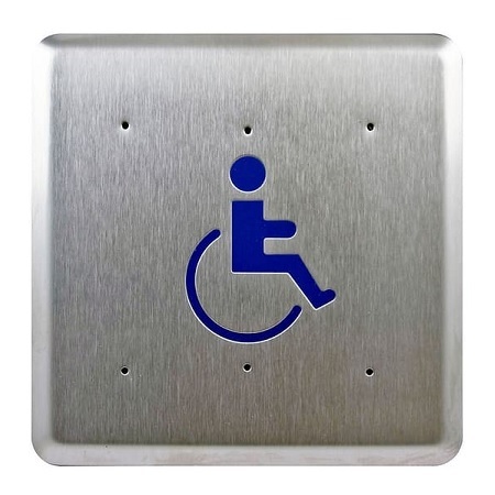 950TH6 Dormakaba Rutherford Controls 6" Round Touch less Short Range Actuator with Handicap Logo
