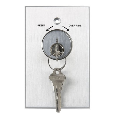 960RO-MAMA x 28 Dormakaba Rutherford Controls 2 x Maintained Action Reset/Override Tamper Resistant Key Switch Brushed Anodized Aluminum Faceplate