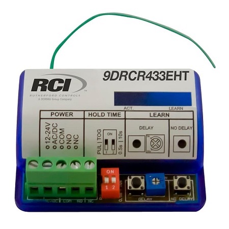 9DRCR433EHT Dormakaba Rutherford Controls 433 MHz Digital Receiver with Extended Hold Time, 3" x 2" x 1"