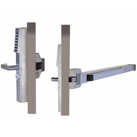 [DISCONTINUED] DL1325ET-10B Alarm Lock Narrow Style/Exit Lock - Turnpiece for Dor-o-Matic 2090, Jackson 1095, & Dorma 5300 Panic Devices - 2000 User Codes - Duronodic Finish