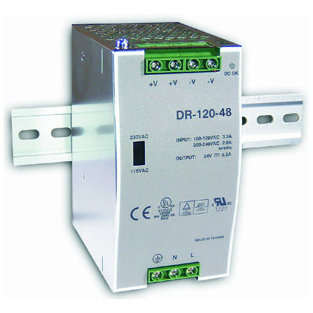 [DISCONTINUED] DR120-48 KBC DIN Rail Power Supply for PoE Switch 120W 47-53VDC