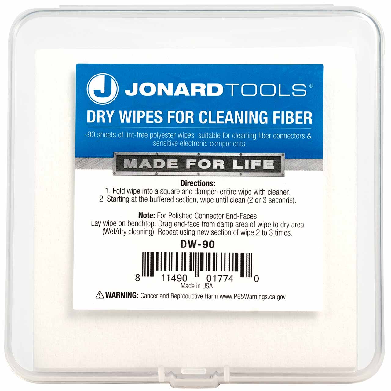 DW-90 Jonard Tools Dry Wipes 90 Pcs