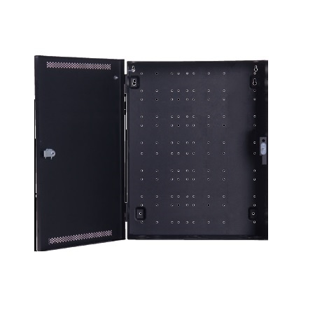 E2-2BS1 LifeSafety Power 16" W x 20" H x 4.5" D Steel Electrical Enclosure - Black with 2 Shelves