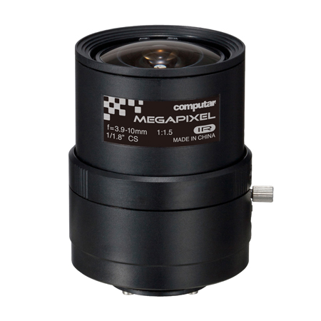 E3Z3915CS-MPWIR Computar 8MP/4K 1/1.8" 3.9-10mm Varifocal F1.5-F16C CS Mount Manual Iris IR Corrected Lens