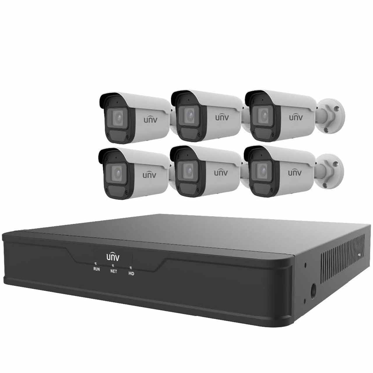 EK-S31P8B46T2-V2 Uniview Easy S3-P Series 8 Channel NVR 64Mbps Max Throughput - 2 HDD with Built-in 8 Port PoE with 6 x EC-B4F28M 4MP Bullet IP Security Camera