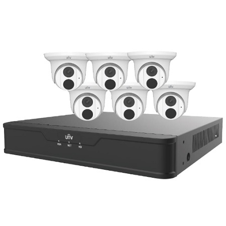 EK-S31P8T46T2-V3 Uniview Easy S3-P Series 8 Channel NVR 64Mbps Max Throughput - 2 TB with Built-in 8 Port PoE with 6 x EC-T4F28M-V3 4MP Dome IP Security Camera