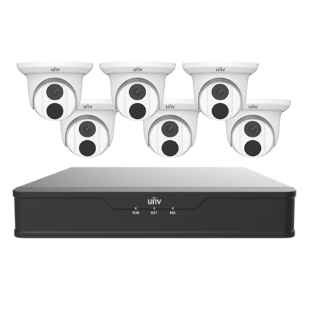 EK-S31P8T46T2 Uniview Easy S3-P Series 8 Channel NVR 64Mbps Max Throughput - 2TB with Built-in 8 Port PoE with 6 x EC-T4F28M 4MP Eyeball IP Security Camera