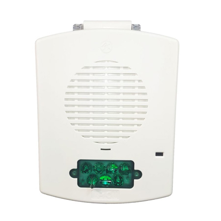 EL3RMTSTG-NW Cooper Wheelock Eluxa Outdoor NEMA 3R Multi-tone Horn Strobe - White with Green Lens - Non-Returnable