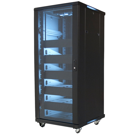 EREN-27 VMP 27U Floor Cabinets With 5 Shelves & Blanks - 2 Fans