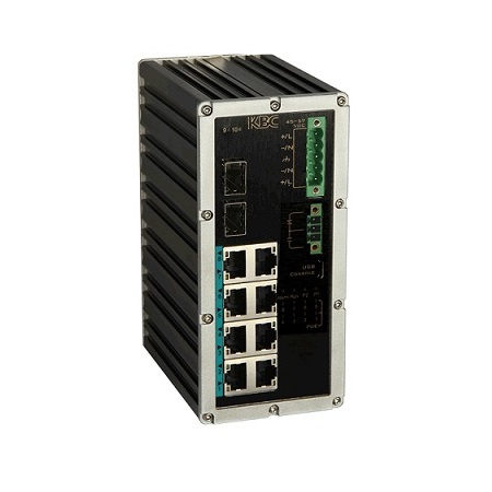 ESMGS8-P2-L-B KBC Networks 8 Gigabit PoE Ports + 2 SFP Ports 160W Total Budget Industrial Managed DIN Rail Mount PoE Switch