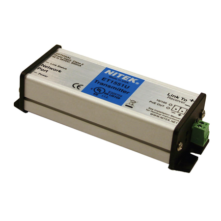ET1551U Nitek IP Cameras over 2 pr UTP Transmitter with POE Injector
