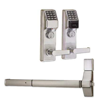 ETDLS1G-26DV99 Alarm Lock Exit Trim Lock - Straight Lever with Keypad - Satin Chrome Finish
