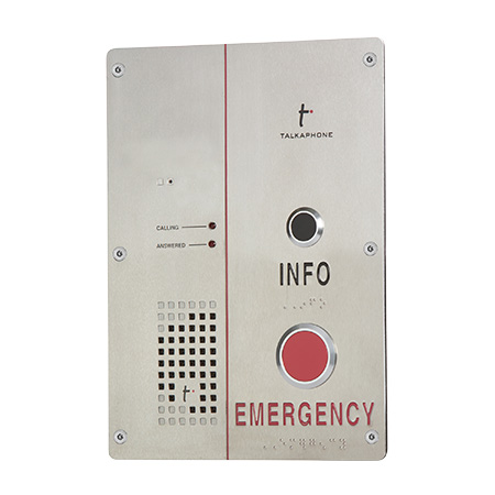 ETP-520EI Talk-A-Phone ETP520 Series ADA Compliant Hands-Free Indoor/Outdoor Flush Mounted Analog Call Station with EMERGENCY and INFO Buttons