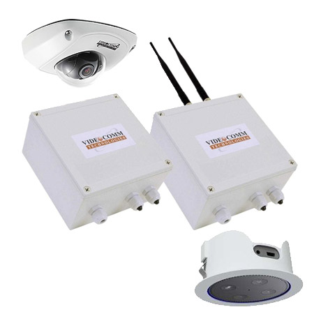 EV-5815-HVS VideoComm Technologies 2.8mm 30FPS @ 1080p Outdoor WDR Mini Dome Elevator IP Security Camera Wireless Kit with with 1 x Transmitter and 1 x Sensor Receiver and 1 x Voice Call Module