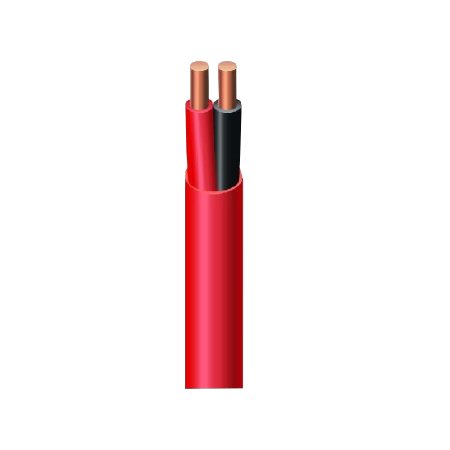F40015-1D Southwire 18 AWG 2 Conductors Shielded Solid Bare Copper FPLR Non-plenum Fire Alarm Cable - 500' Pull Box - Red