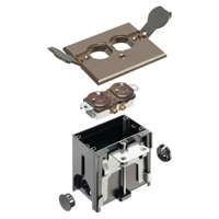 FLBAF101BR Arlington Industries 1-Gang Adjustable Non-Metallic Floor Box for New Floors w/ Flip Lids - Brown