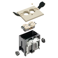 FLBAF101LA Arlington Industries 1-Gang Adjustable Non-Metallic Floor Box for New Floors w/ Flip Lids - Light Almond