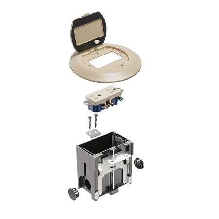 FLBAFR101LA Arlington Industries Light Almond Round Adjustable Floor Box