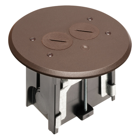 FLBAR101BR Arlington Industries 1-Gang Adjustable Non-Metallic Floor Box for New Floors w/ Round Cover - Brown