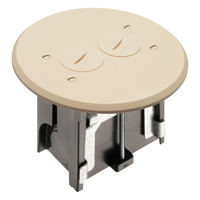 FLBAR101LA Arlington Industries 1-Gang Adjustable Non-Metallic Floor Box for New Floors w/ Round Cover - Light Almond