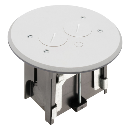 FLBAR101W Arlington Industries 1-Gang Adjustable Non-Metallic Floor Box for New Floors w/ Round Cover - White