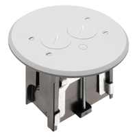 FLBAR101W Arlington Industries 1-Gang Adjustable Non-Metallic Floor Box for New Floors w/ Round Cover - White