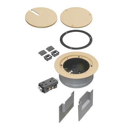 FLBC5540LA Arlington Industries Recessed Cover Kits for 5.5 Inch Concrete Floor Box - Light Almond