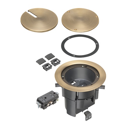 FLBR5420AB Arlington Industries In Box Floor Box Kit with Recessed Wiring Device - Antique Bronze