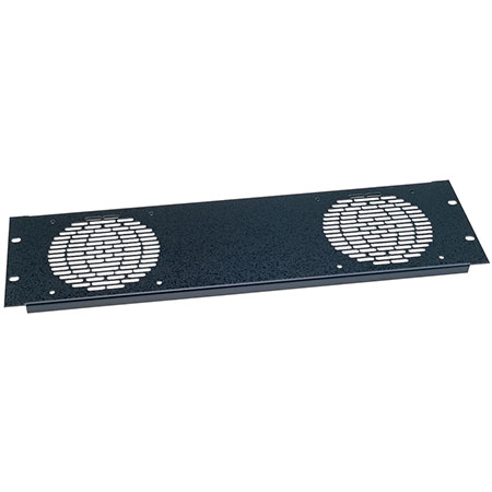 FP2 Middle Atlantic Fan Panel for 2 Fans, Black Brushed Finish, 3 Space