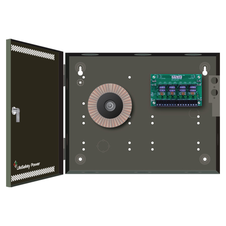 FPA100A-A8PE5 LifeSafety Power 4 Amp 24VAC Access Control and CCTV Power Supply in UL Listed Indoor 11" W x 8.5" H x 3" D Electrical Enclosure