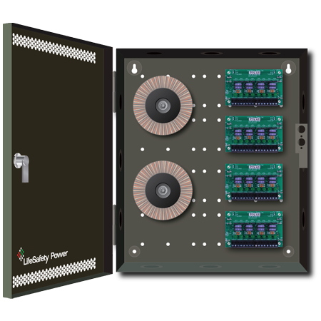 FPA600A-4A8PE1 LifeSafety Power 25 Amp 24VAC Access Control and CCTV Power Supply in UL Listed Indoor 14" W x 12" H x 4.5" D Electrical Enclosure