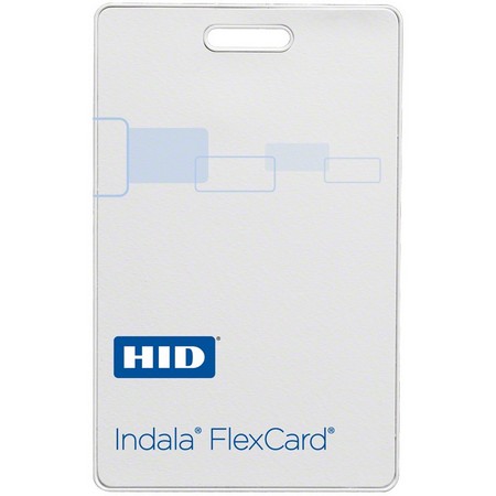 FPCRD-NCSAW-0000-100 HID FlexCard Standard Card 125 kHz Clamshell type Proximity Card Not Programmed Low Frequency 125 kHz Blank/Programmable Custom Artwork on file or new Standard Embossed Side with embossed Indala logo Position 1/Flat Side with slot punch to the right lower left corner - available with Printable Option only White standard color - surface treated with UV protection - may not accept printing No Artwork - 100 Pack