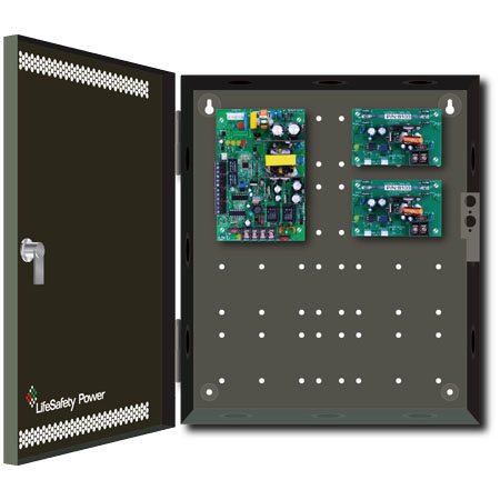 FPO75-2B100E1 LifeSafety Power 2 Door 4 Amp 12VDC and 24VDC Access Control and CCTV Power Supply in UL Listed Indoor 12" W x 14" H x 4.5" D Electrical Enclosure