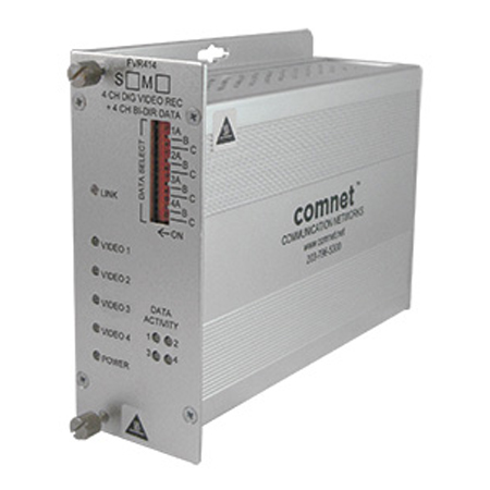 FVR414M1 Comnet 4-Channel Digitally Encoded Video Receiver + 4 Bi-directional Data Channels, mm, 1 fiber