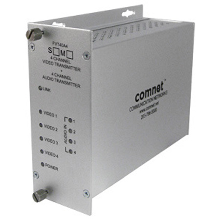 FVT40A4S Comnet 4-Channel Digitally Encoded Video Transmitter + 4 Audio Channels, sm, 1 fiber