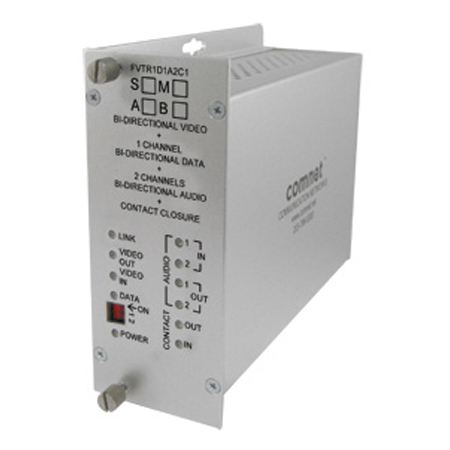 FVTR1A2D1C1M1A Comnet Bi-directional Video Transmitter + 2 Bi-directional Audio Channels + Bi-directional Data + Bi-directional Contact Transceiver, mm, 1 fiber