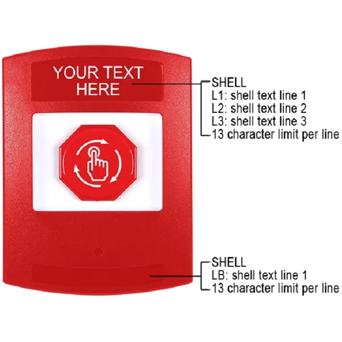 G3A009ZA-EN STI G3 Multipurpose Push Button No Camera Red No Cover Turn-To-Reset Custom Text - English