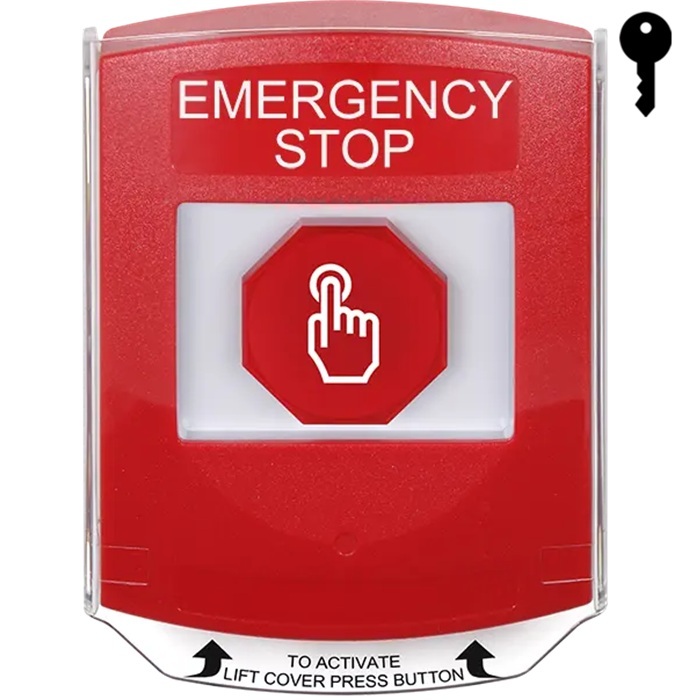 G3A022ES-EN STI G3 Multipurpose Push Button No Camera Red Shield Key-To-Reset Emergency Stop - English
