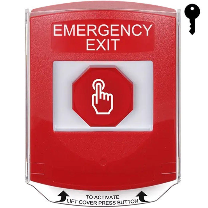 G3A022EX-EN STI G3 Multipurpose Push Button No Camera Red Shield Key-To-Reset Emergency Exit - English