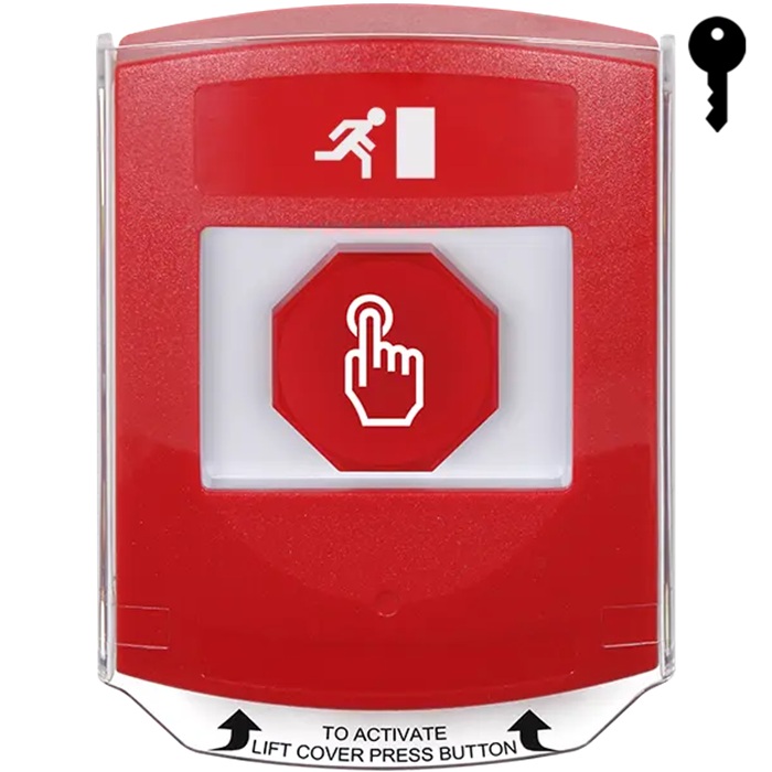G3A022RM-EN STI G3 Multipurpose Push Button No Camera Red Shield Key-To-Reset Running Man Symbol - English