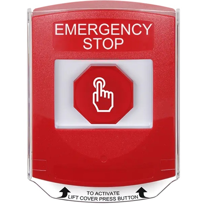 G3A025ES-EN STI G3 Multipurpose Push Button No Camera Red Shield Momentary Emergency Stop - English