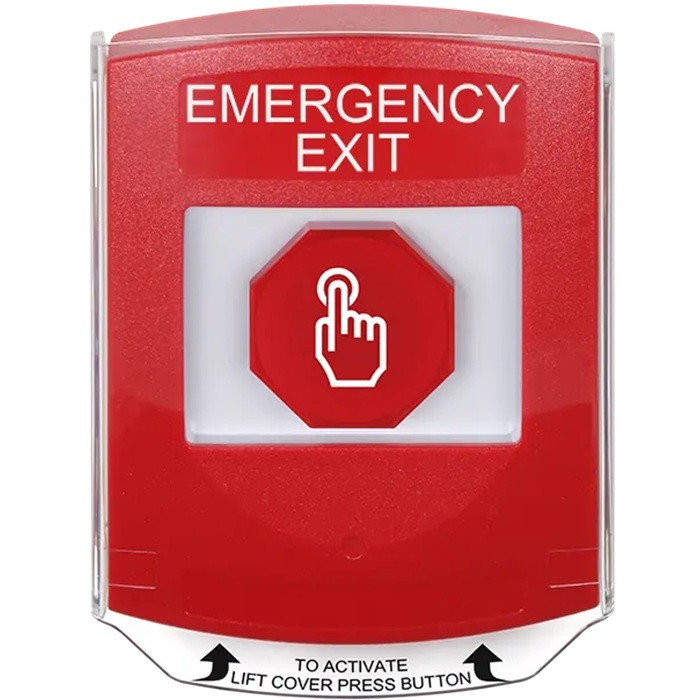 G3A025EX-EN STI G3 Multipurpose Push Button No Camera Red Shield Momentary Emergency Exit - English