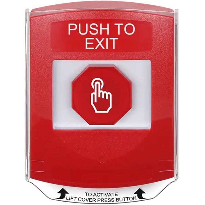 G3A025PX-EN STI G3 Multipurpose Push Button No Camera Red Shield Momentary Push To Exit- English