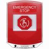 Show product details for G3A029ES-EN STI G3 Multipurpose Push Button No Camera Red Shield Turn-To-Reset Emergency Stop - English